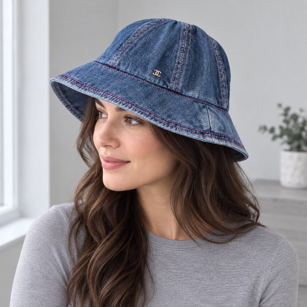 CHANEL Denim CC Bucket Hat - Picture 3 of 6